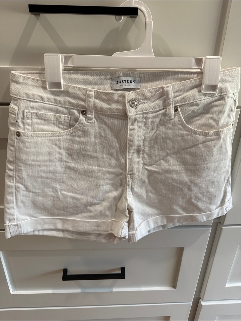 Just USA White Denim Cuffed Jean Shorts
